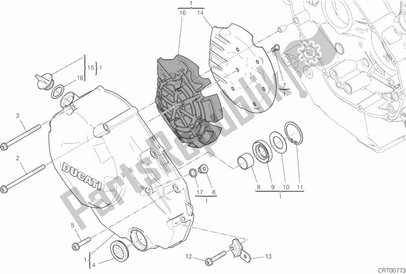 All parts for the Clutch Cover of the Ducati Multistrada 1260 S Pikes Peak 2019